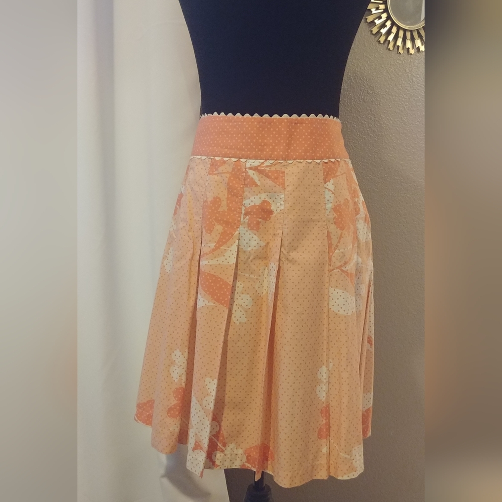 Liz Claiborne Orange Pink Midi Pleated Skirt